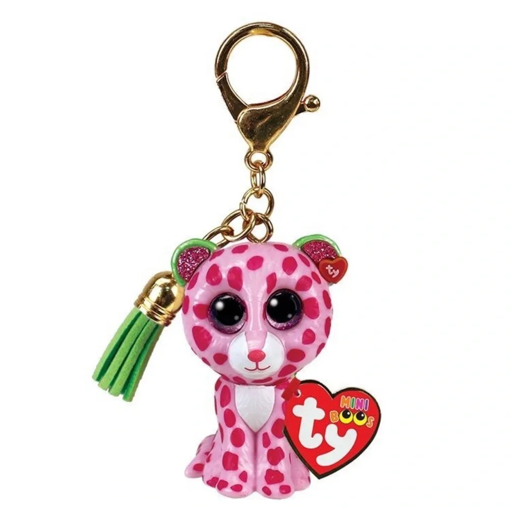 GLAMOUR the Pink Leopard - TY Mini Beannie Boos key chain